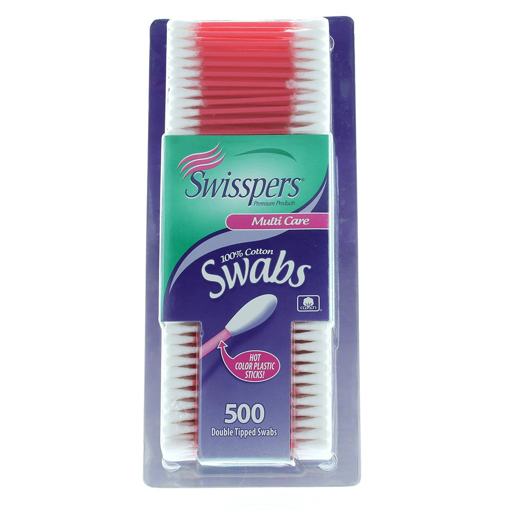 Swisspers Double Tipped Cotton Swabs, Assorted, 500 Ea